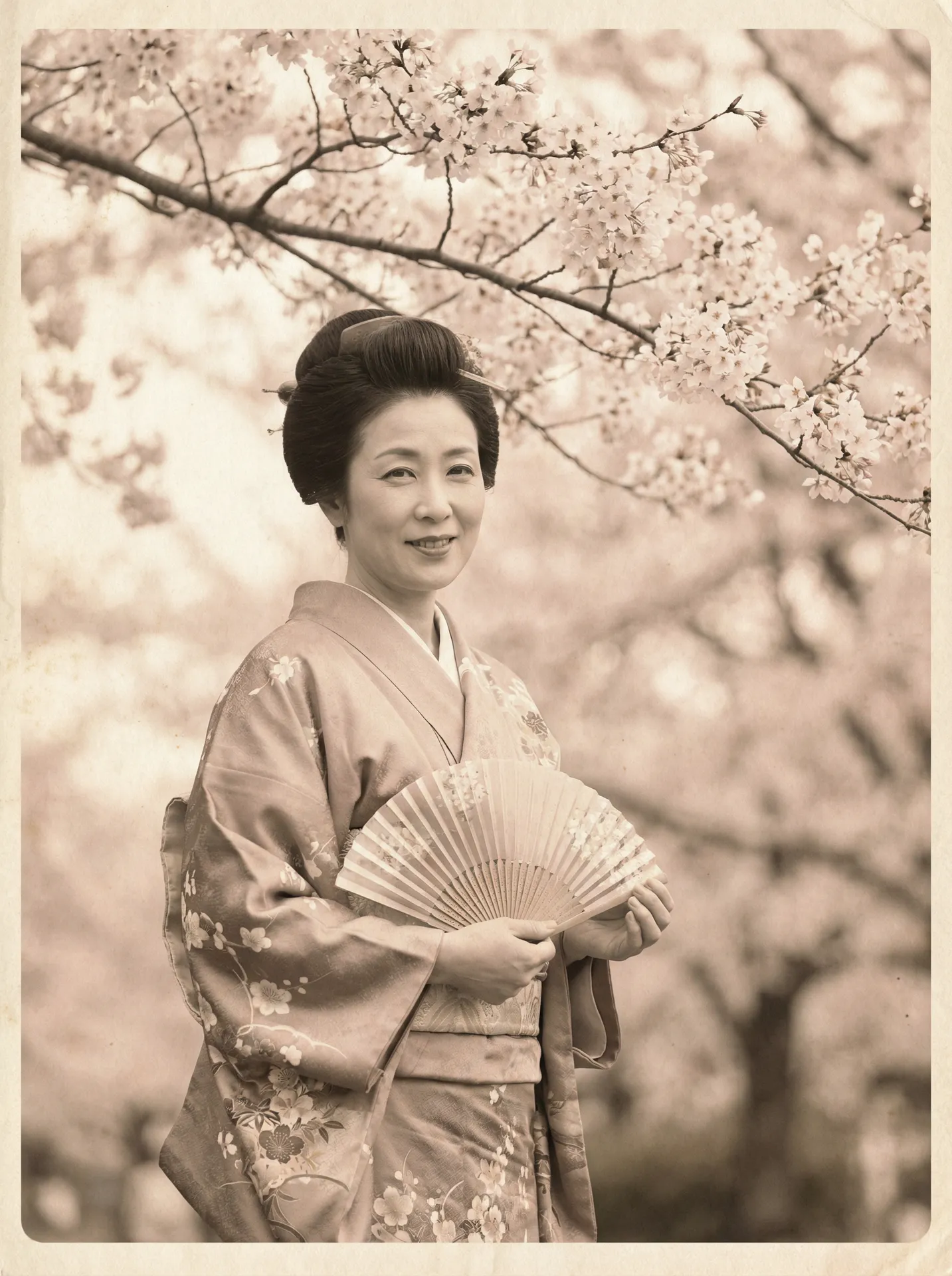 一位持扇的优雅 漂亮妈妈4在线观看 在樱花树下的复古写真